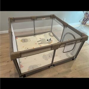 ZEEBABA Baby Playpen with Mat, 47x47inch Playpen for Babies and Toddlers.